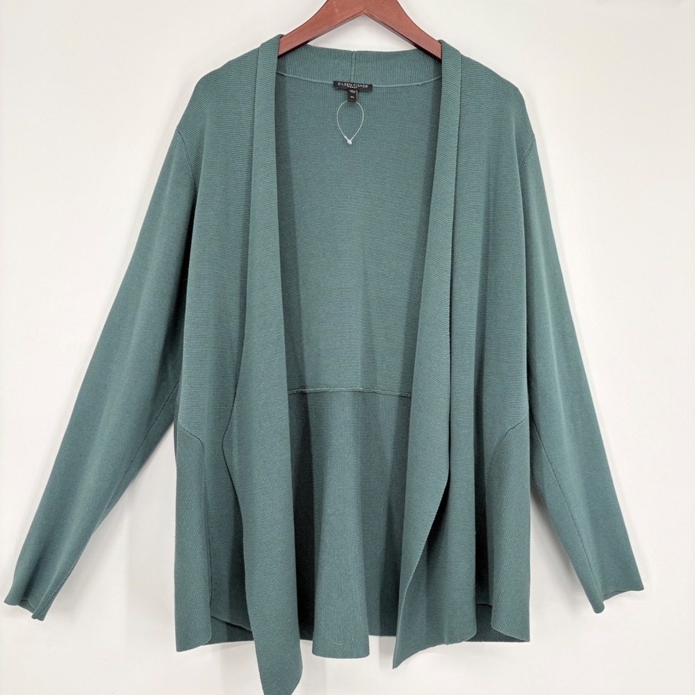 Eileen Fisher Silk Blend Open Front Cardigan Teal Green Plus Size 2X
Waterfall